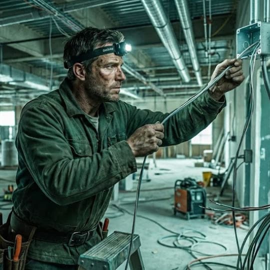 Electrician working on panel