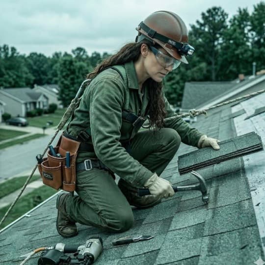 Roofer on a roof